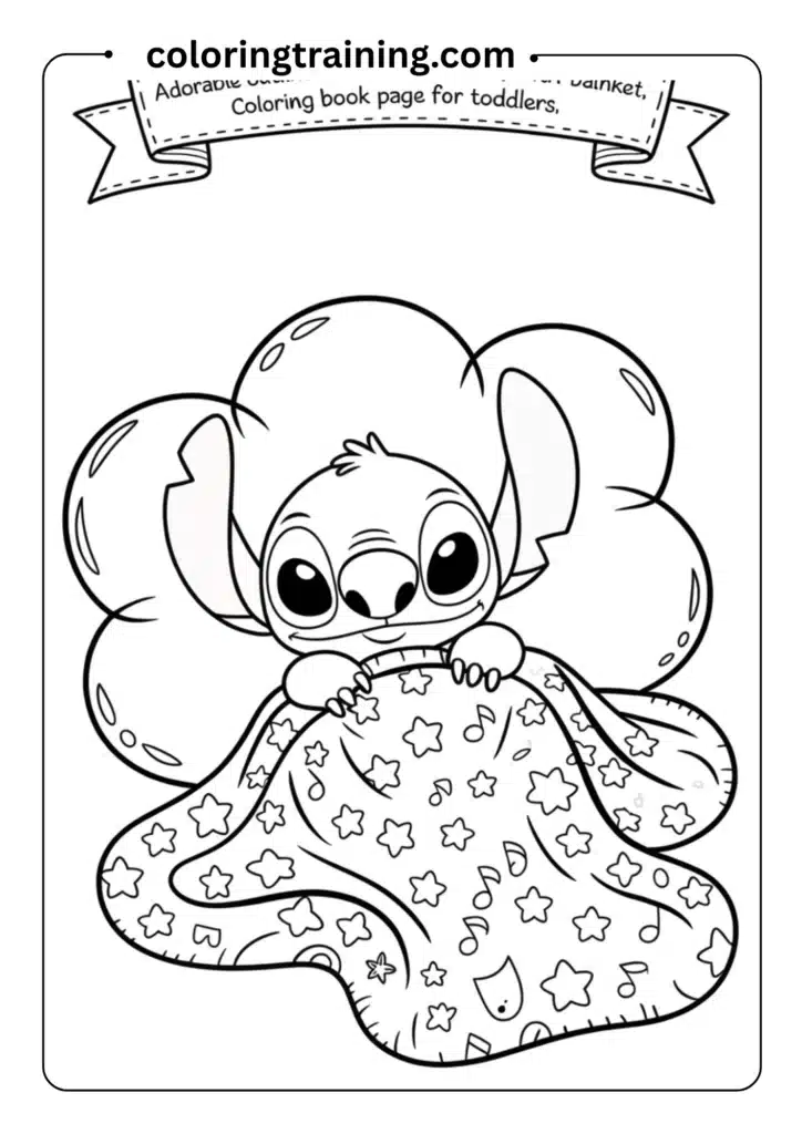 Adorable outline of baby Stitch sleeping line drawing of Stitch dressed as a superhero