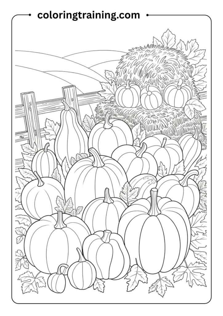 An arrangement of pumpkins, gourds