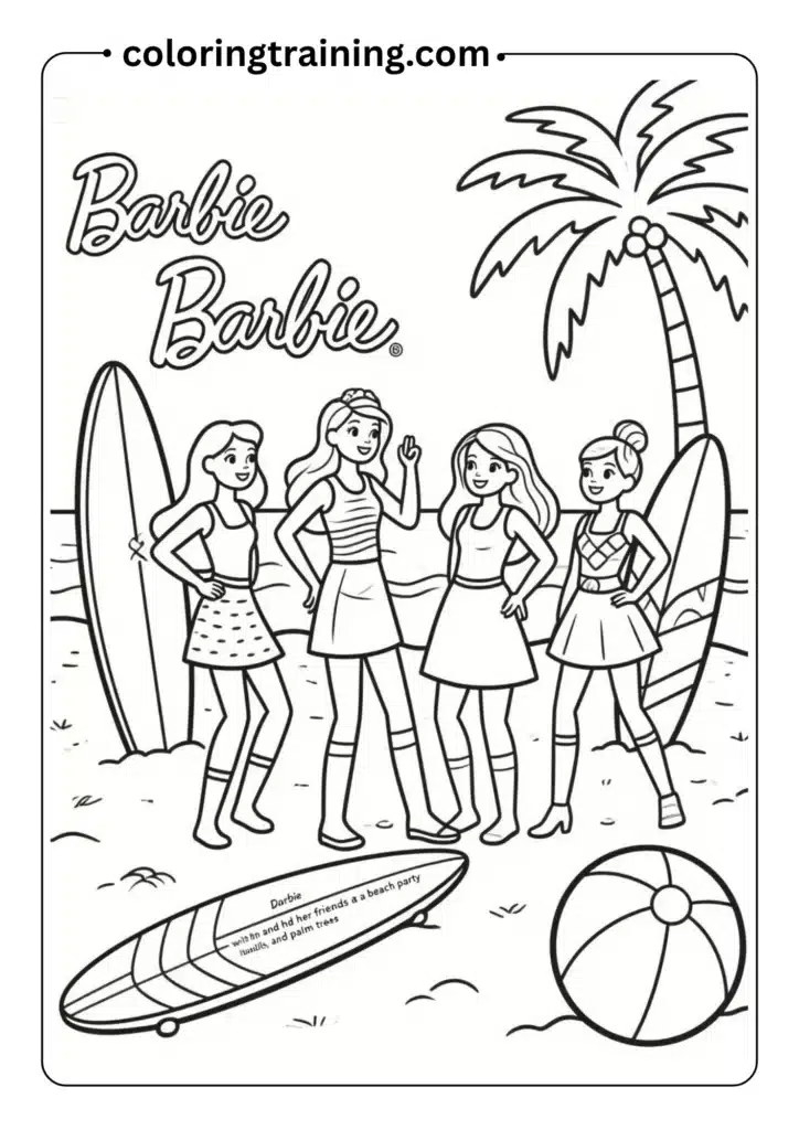 Barbie and her friends at a beach party