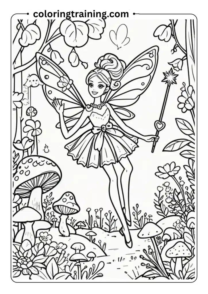 Barbie fairy with wings and a magic wand