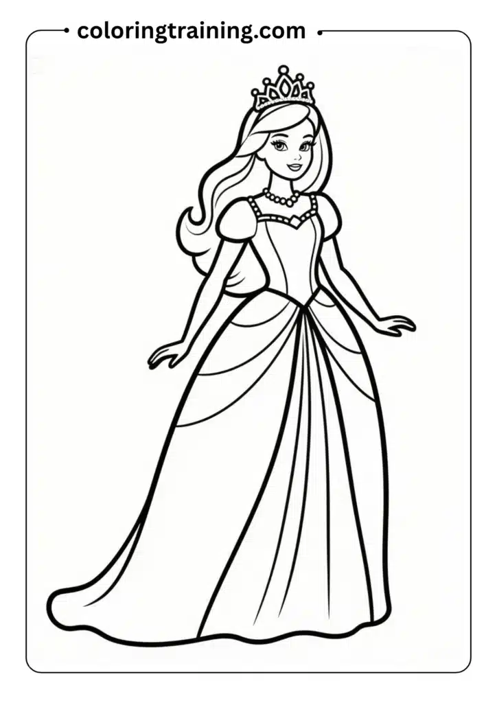Barbie princess wearing a tiara and long flowing gown