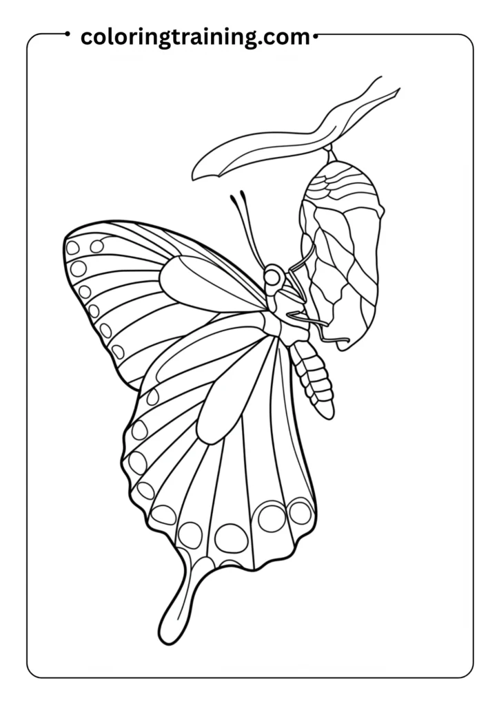 Butterfly Emerging from Chrysalis Outline