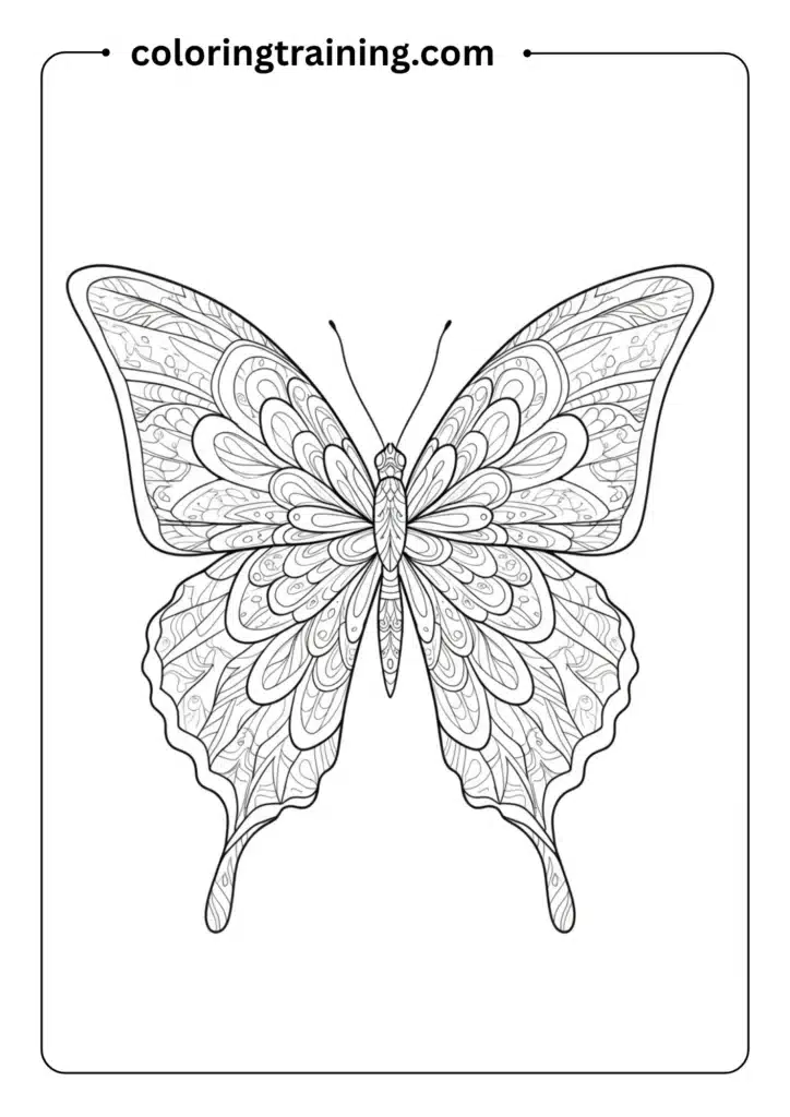 Butterfly Silhouette with Internal Patterns Outline