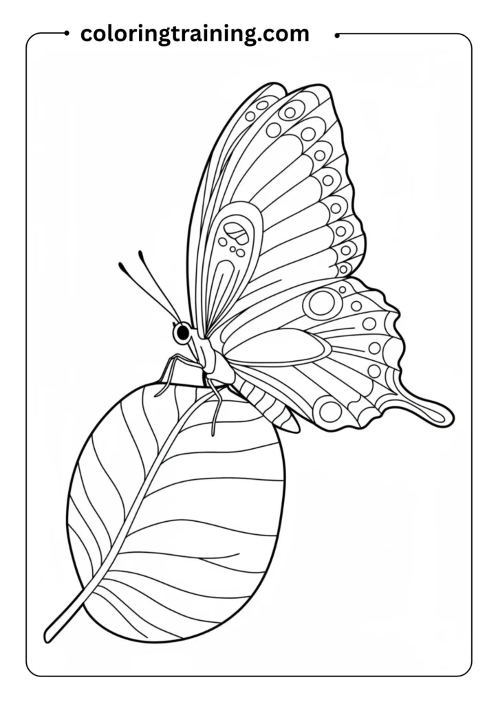 Butterfly on a Leaf Outline