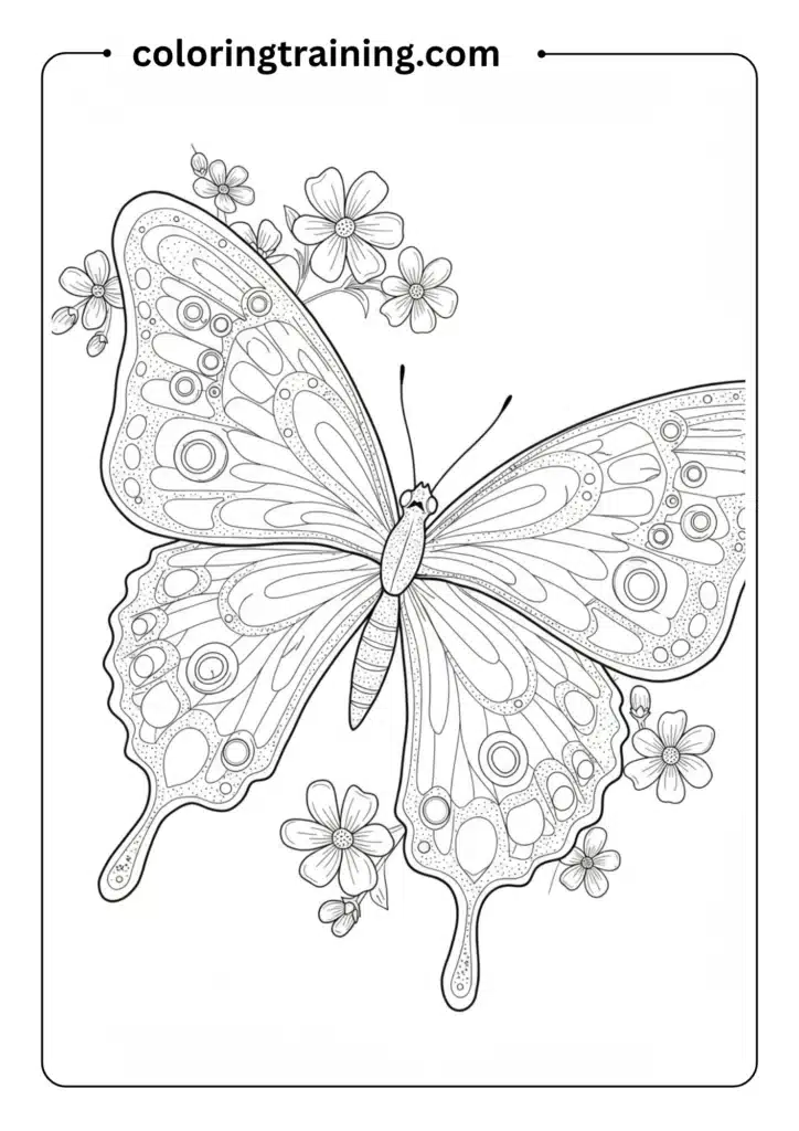 Butterfly with Dotted Wing Borders Outline