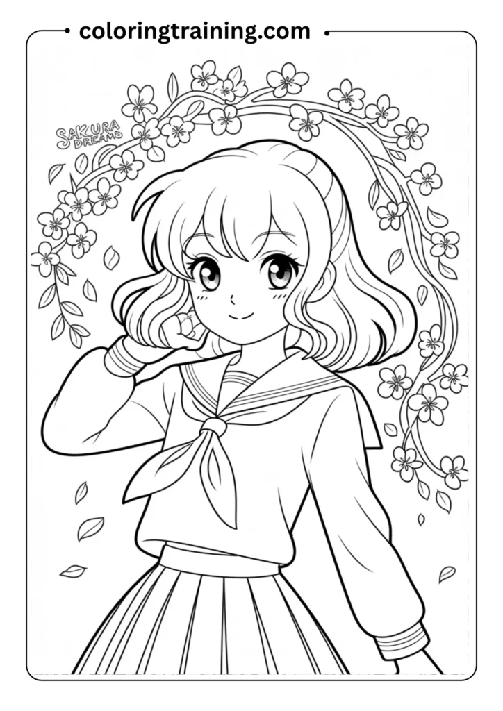 Cute anime girl with big eyes and long flowing