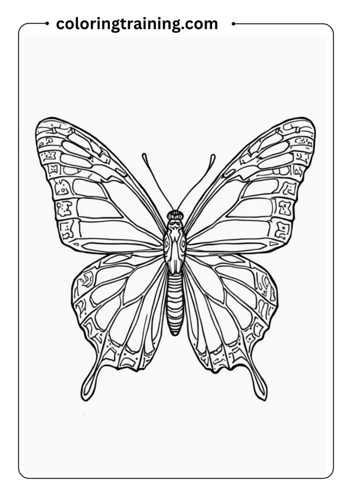 Intricate Monarch Butterfly Outline