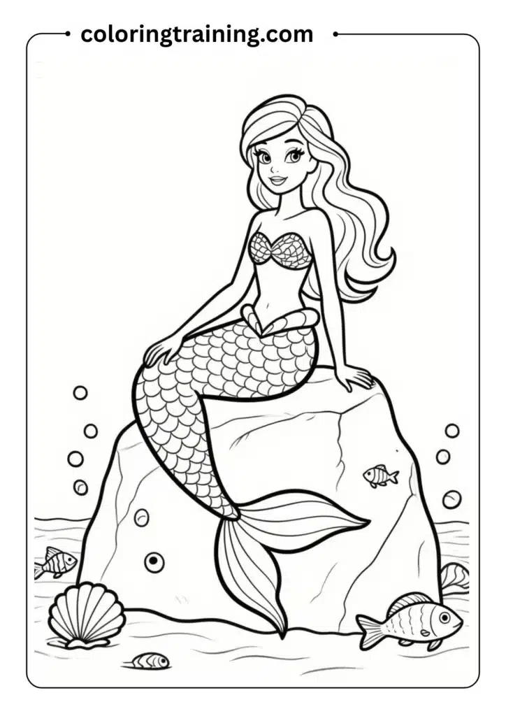 Mermaid Barbie with flowing hair and detailed fish tail