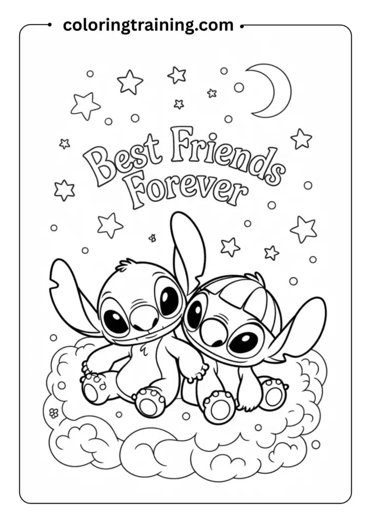 Stitch and Scrump (the doll) sitting together