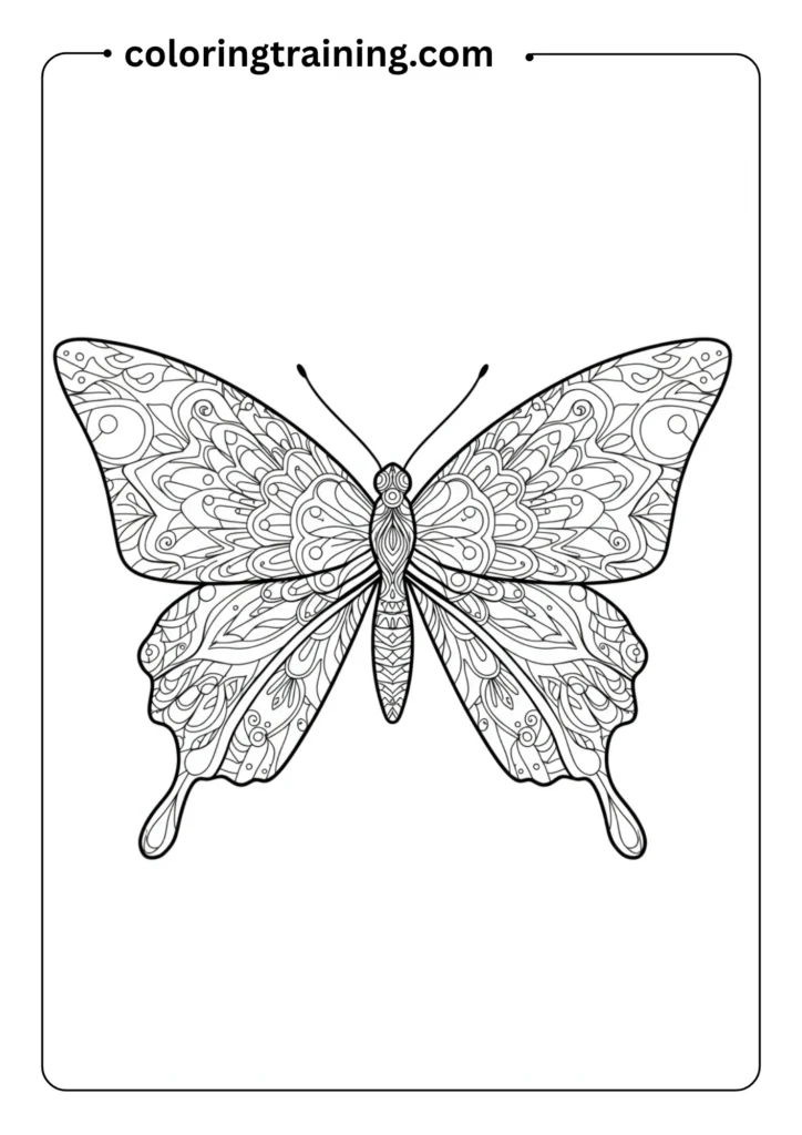 Symmetrical Butterfly Mandala Outline